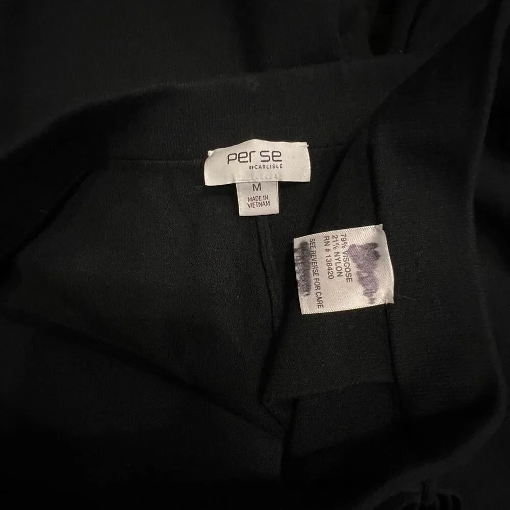 Per Se by Carlisle Women's Ankle Zip Drawstring Jogger Sweatpants Black Medium